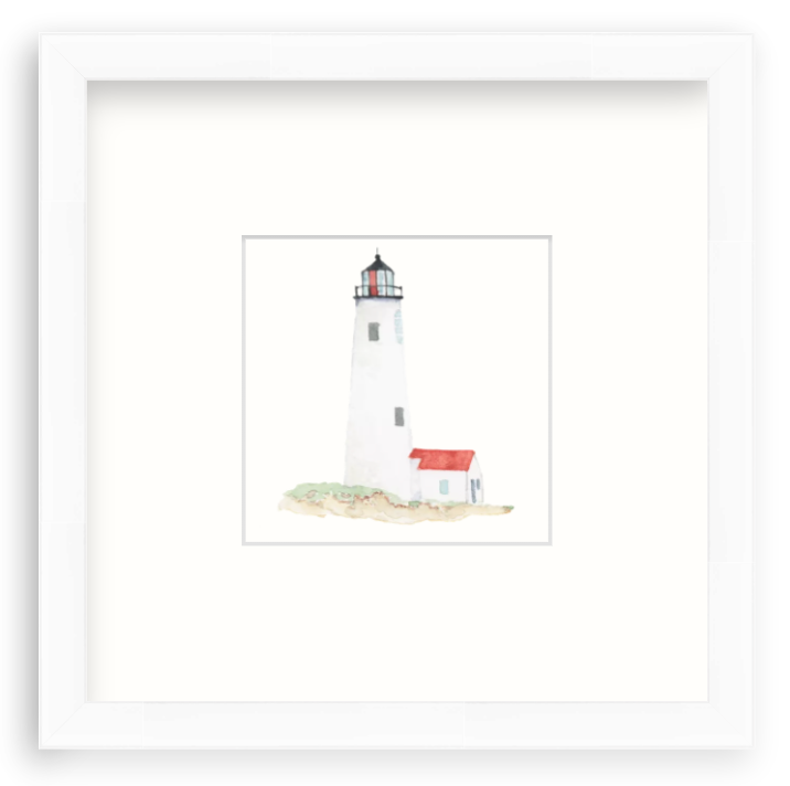 Trio of Framed Lighthouse Motifs - White Frames