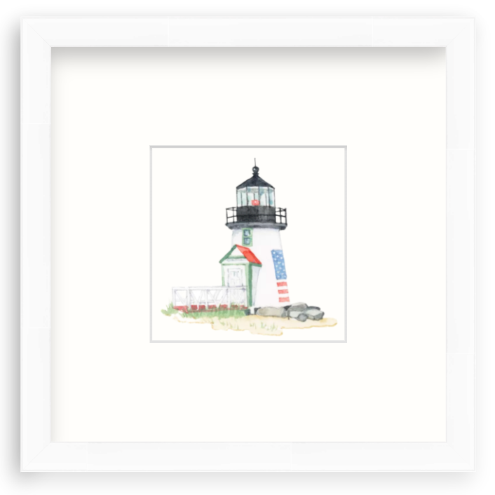 Trio of Framed Lighthouse Motifs - White Frames
